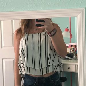 High Low Black and White Tank // Size S